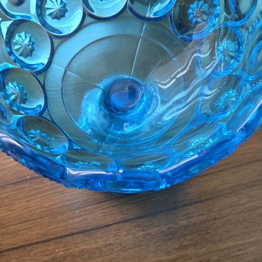 Vintage Moon & Star Colonial Blue Compote